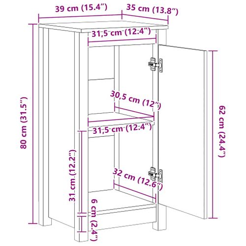 Buffets 2 Pièces Blanc 39x35x80 Cm Bois Massif De Pin