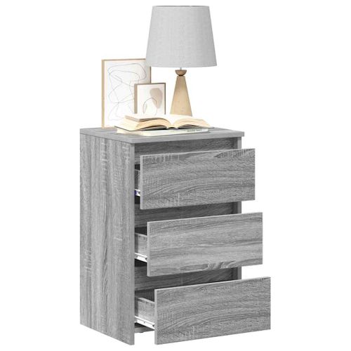 Tables De Chevet 2 Pièces Sonoma Gris 40x35x62,5cm Bois Contreplaqué