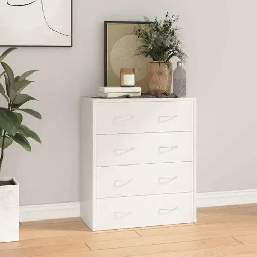 Buffet 60x30,5x71 Cm Blanc Brillant Brillant Avec 4 Tiroirs