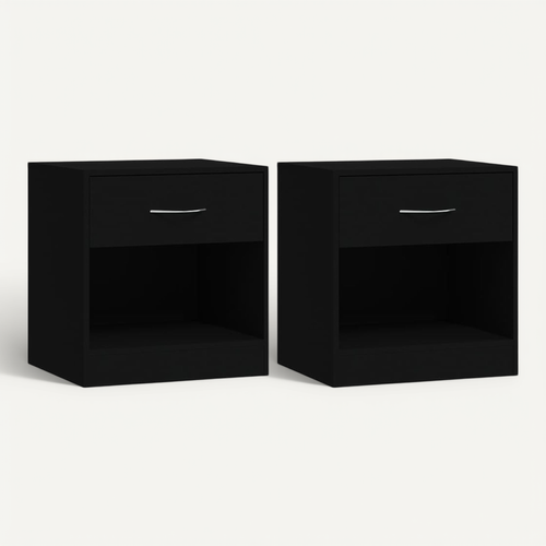 Tables De Chevet 2 Pièces Avec Tiroir Noir