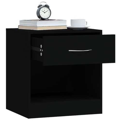 Tables De Chevet 2 Pièces Avec Tiroir Noir