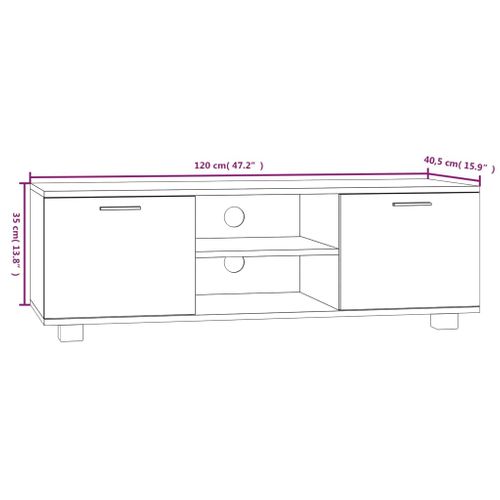Meuble TV Gris Béton 120x40,5x35 Cm Bois Contreplaqué