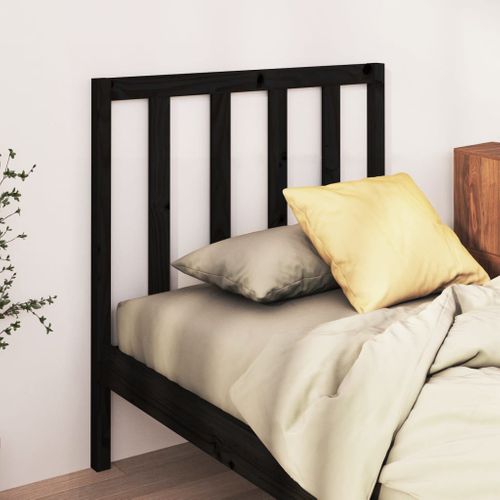 Tête De Lit Noir 81x4x100 Cm Bois Massif De Pin