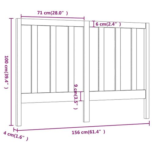 Tête De Lit Marron Miel 156x4x100 Cm Bois Massif De Pin
