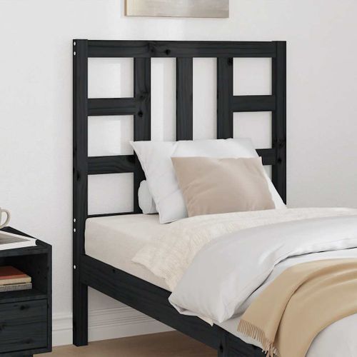 Tête De Lit Noir 81x4x100 Cm Bois Massif De Pin