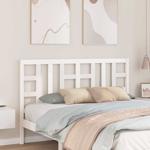 Tête De Lit Blanc 156x4x100 Cm Bois Massif De Pin