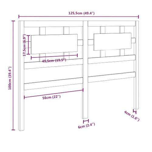Tête De Lit Marron Miel 125,5x4x100 Cm Bois Massif De Pin