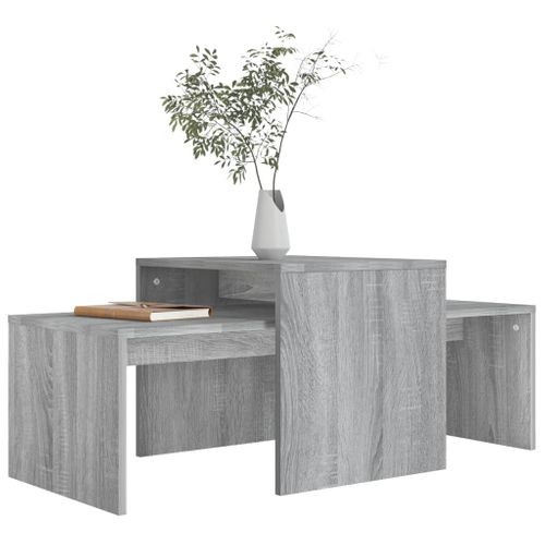 Ensemble Table Basse Sonoma Gris 100x48x40 Cm Bois Contreplaqué