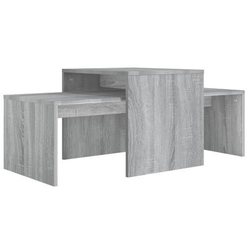 Ensemble Table Basse Sonoma Gris 100x48x40 Cm Bois Contreplaqué