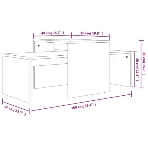 Ensemble Table Basse Sonoma Gris 100x48x40 Cm Bois Contreplaqué