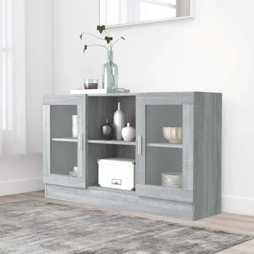Armoire À Vitrine Sonoma Gris 120x30,5x70 Cm Bois Contreplaqué