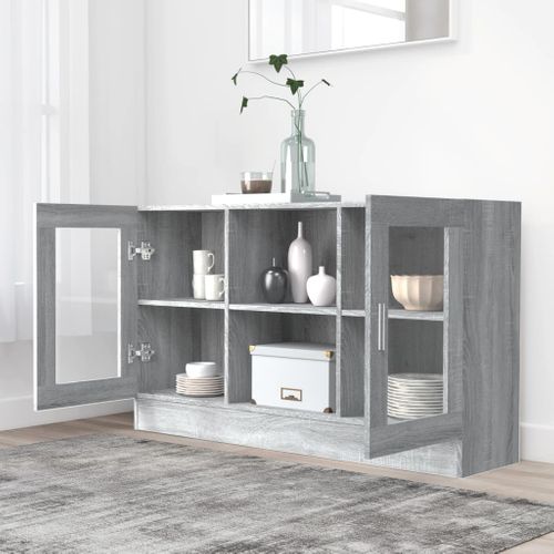 Armoire À Vitrine Sonoma Gris 120x30,5x70 Cm Bois Contreplaqué