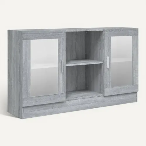 Armoire À Vitrine Sonoma Gris 120x30,5x70 Cm Bois Contreplaqué