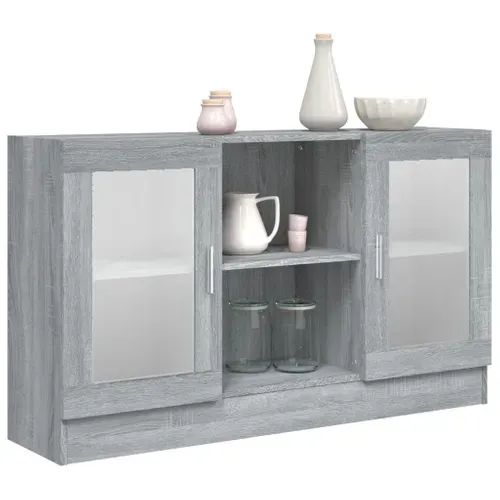 Armoire À Vitrine Sonoma Gris 120x30,5x70 Cm Bois Contreplaqué