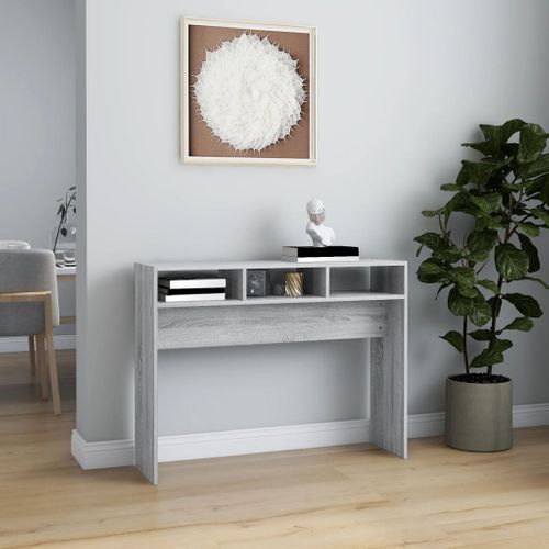 Table Console Sonoma Gris 105x30x80 Cm Bois Contreplaqué