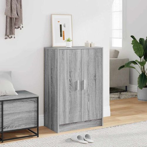 Meuble à Chaussures Sonoma Gris 60x35x92 Cm Bois Contreplaqué
