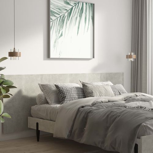 Tête De Lit Murale Gris Béton 240x1,5x80 Cm Bois Contreplaqué