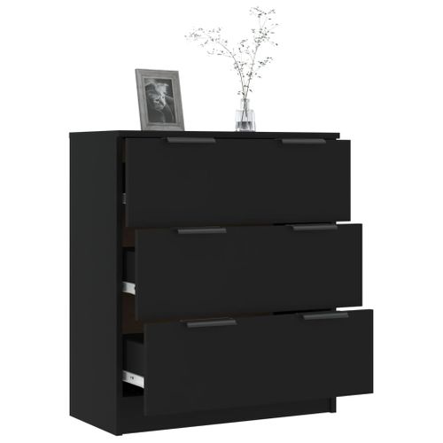 Commode Noir 60x30x70 Cm Bois Contreplaqué