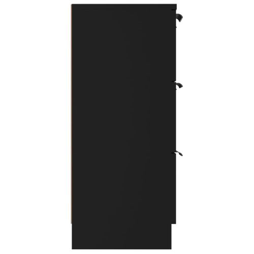 Commode Noir 60x30x70 Cm Bois Contreplaqué