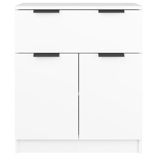 Buffet En Bois Contreplaqué Blanc 60x30x70 Cm, 1 Tiroir, 2 Portes, Meuble De Rangement