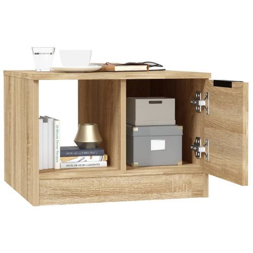 Table Basse Chêne Sonoma Bois Composé Rangement 50x50x36 Cm Compact Moderne