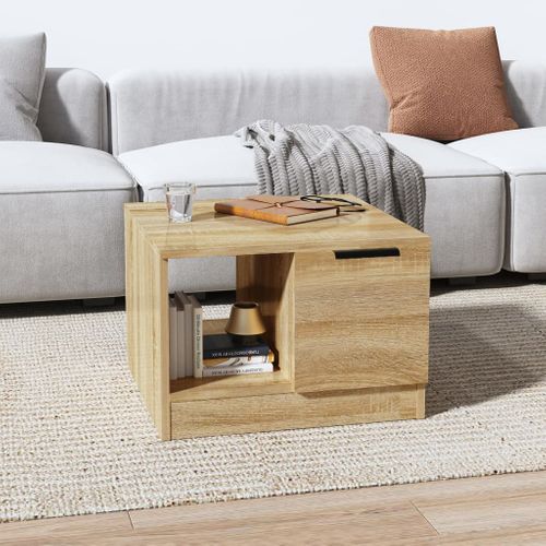 Table Basse Chêne Sonoma Bois Composé Rangement 50x50x36 Cm Compact Moderne