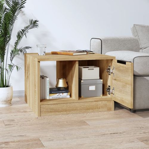 Table Basse Chêne Sonoma Bois Composé Rangement 50x50x36 Cm Compact Moderne
