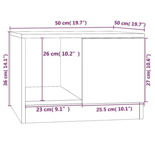 Table Basse Chêne Sonoma Bois Composé Rangement 50x50x36 Cm Compact Moderne
