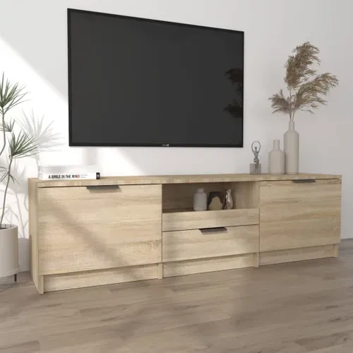 Meuble TV Chêne Sonoma 140x35x40 Cm Bois Contreplaqué