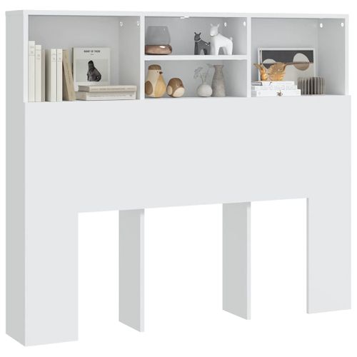 Armoire De Tête De Lit Lot 1 Bois Contreplaqué Blanc 120x19x103,5 Cm Compact