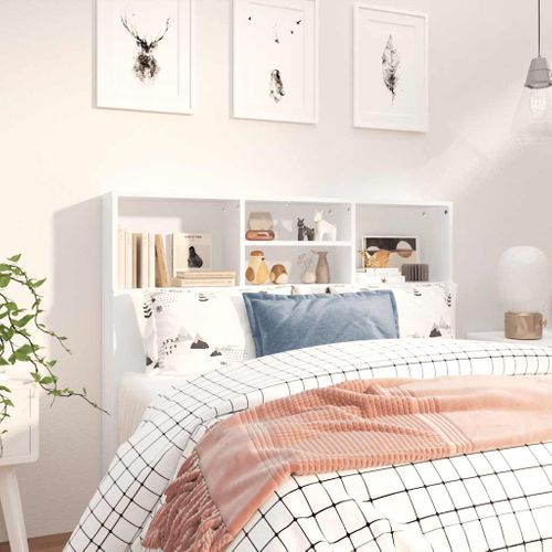 Armoire De Tête De Lit Lot 1 Bois Contreplaqué Blanc 120x19x103,5 Cm Compact