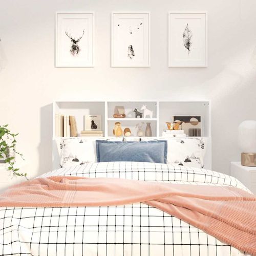 Armoire De Tête De Lit Lot 1 Bois Contreplaqué Blanc 120x19x103,5 Cm Compact