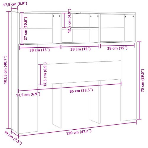 Armoire De Tête De Lit Lot 1 Bois Contreplaqué Blanc 120x19x103,5 Cm Compact