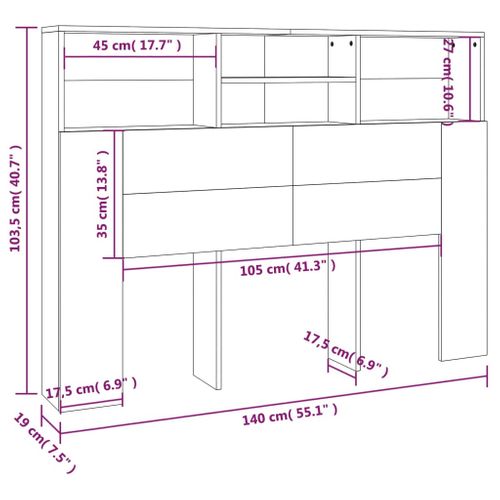 Table De Chevet Murale 140x19x103,5 Cm Chêne Sonoma Avec étagères Réglables Pour Chambre
