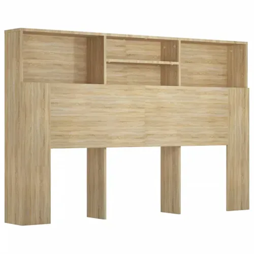 Armoire De Tête De Lit Chêne Sonoma 160x19x103,5 Cm Sommier à Lattes Lit Double Chambre