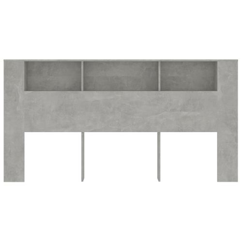 Meuble De Tête De Lit 3 Étagères Mural Gris Béton 200 X 18,5 X 104,5 Cm