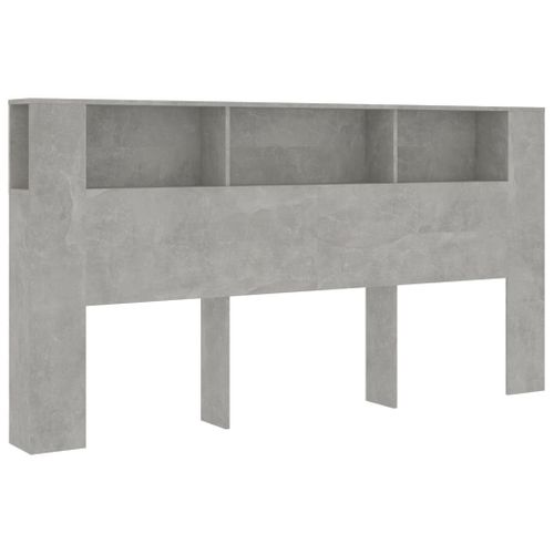 Meuble De Tête De Lit 3 Étagères Mural Gris Béton 200 X 18,5 X 104,5 Cm