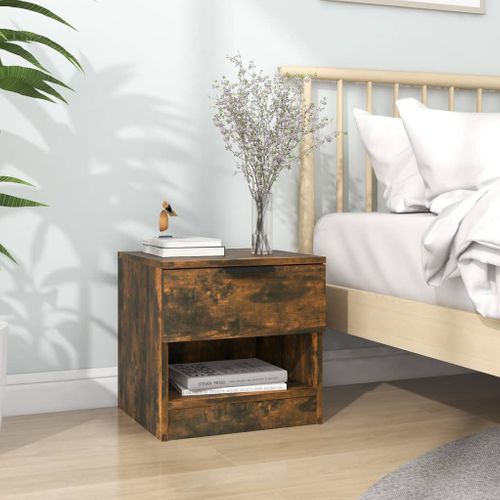 Table De Chevet Chêne Fumé Bois Contreplaqué