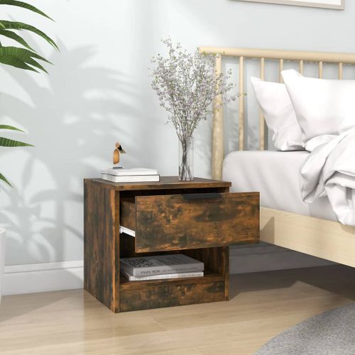 Table De Chevet Chêne Fumé Bois Contreplaqué
