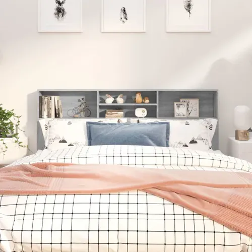 Cabinet Tête De Lit Gris Sonoma Bois Composé Rangement 180x19x103,5 Cm Moderne