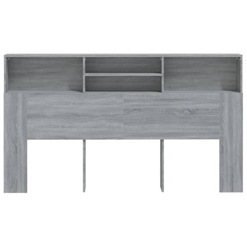 Cabinet Tête De Lit Gris Sonoma Bois Composé Rangement 180x19x103,5 Cm Moderne