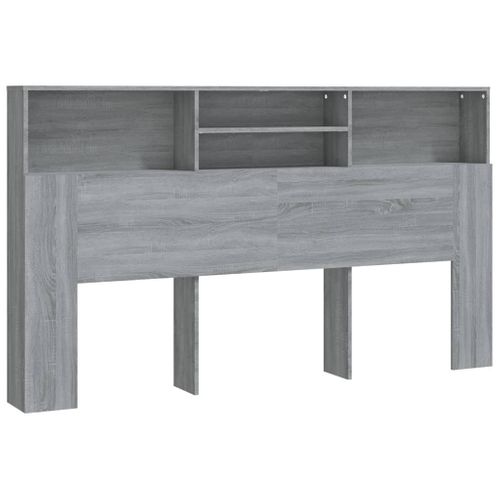 Cabinet Tête De Lit Gris Sonoma Bois Composé Rangement 180x19x103,5 Cm Moderne