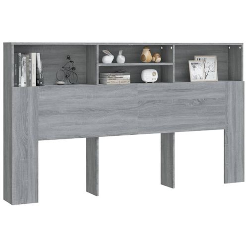 Cabinet Tête De Lit Gris Sonoma Bois Composé Rangement 180x19x103,5 Cm Moderne