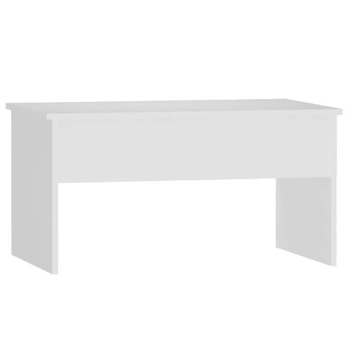 Table Basse 1 Plateau Relevable Blanc 80 X 50,5 X 41,5 Cm Avec Rangement Design Moderne