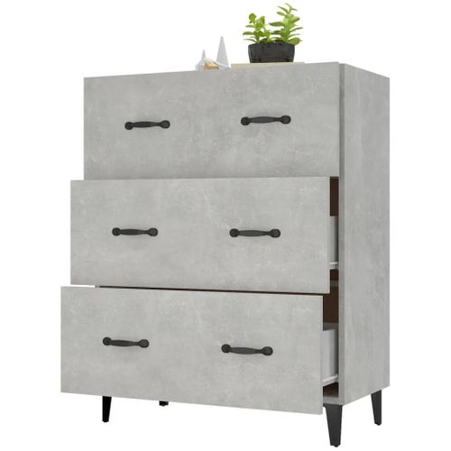 Buffet Gris Béton 69,5x34x90 Cm Bois Contreplaqué