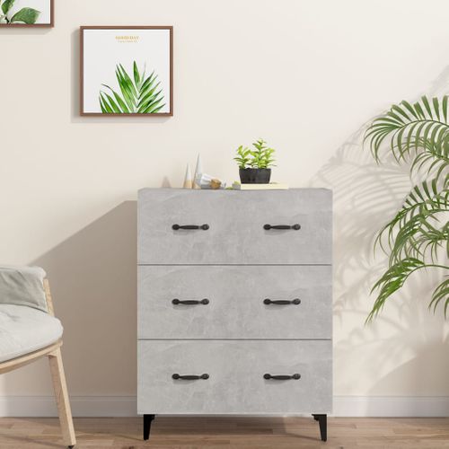 Buffet Gris Béton 69,5x34x90 Cm Bois Contreplaqué