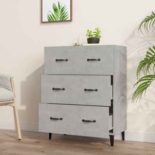 Buffet Gris Béton 69,5x34x90 Cm Bois Contreplaqué