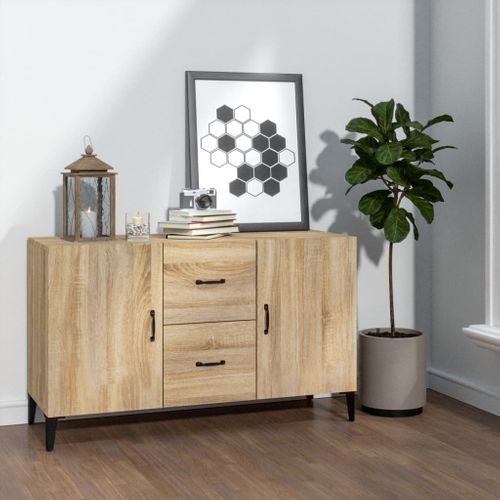 Buffet Chêne Sonoma 100x36x60 Cm Meuble Rangement Fonctionnel Salon