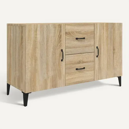 Buffet Chêne Sonoma 100x36x60 Cm Meuble Rangement Fonctionnel Salon