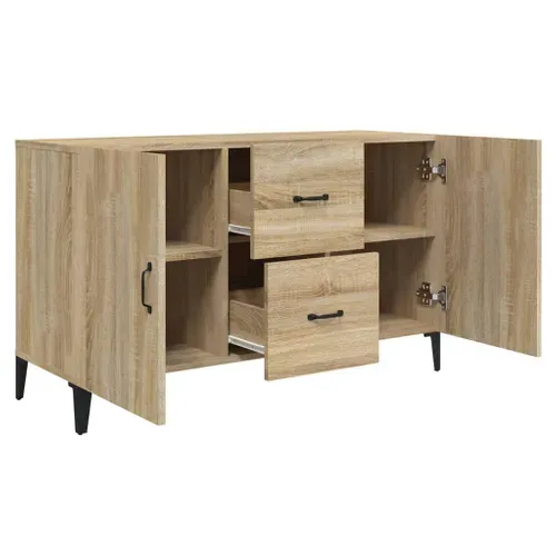 Buffet Chêne Sonoma 100x36x60 Cm Meuble Rangement Fonctionnel Salon